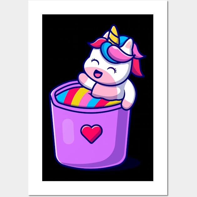 Unicorn In Magic Rainbow Bucket Wall Art by Scipio